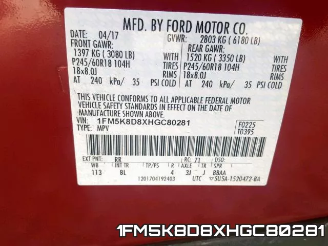 1FM5K8D8XHGC80281 фото 2