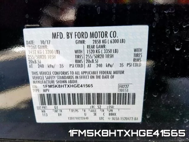 1FM5K8HTXHGE41565 фото 2