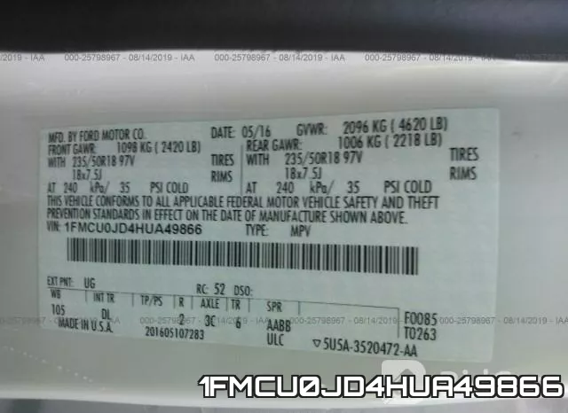 1FMCU0JD4HUA49866 фото 10