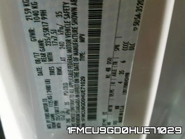 1FMCU9GD0HUE71029 фото 2