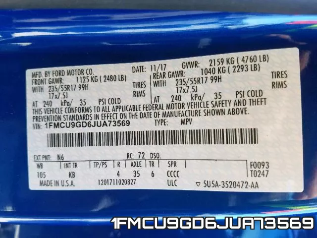 1FMCU9GD6JUA73569 фото 2