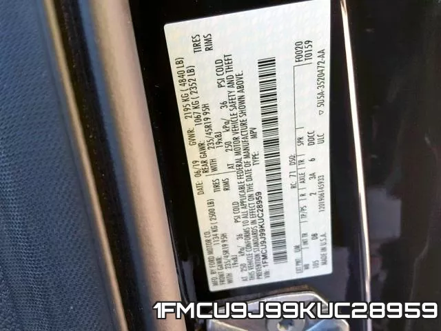 1FMCU9J99KUC28959 фото 2