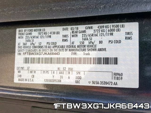 1FTBW3XG7JKA68443 фото 2