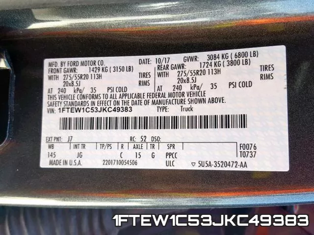 1FTEW1C53JKC49383 фото 2