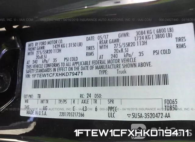 1FTEW1CFXHKD79471 фото 10
