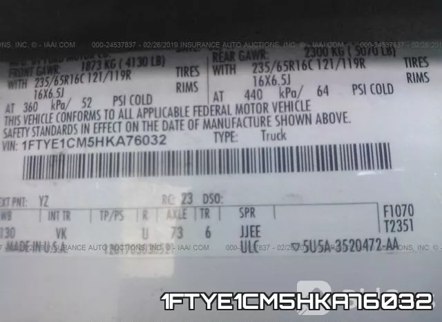 1FTYE1CM5HKA76032 фото 9