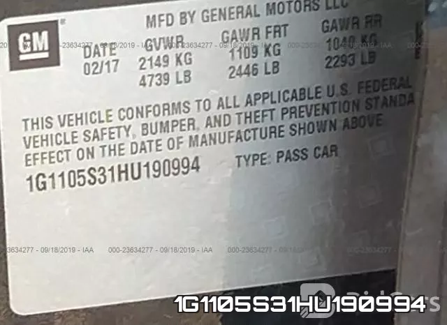 1G1105S31HU190994 фото 10
