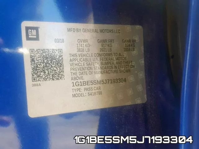 1G1BE5SM5J7193304 фото 2
