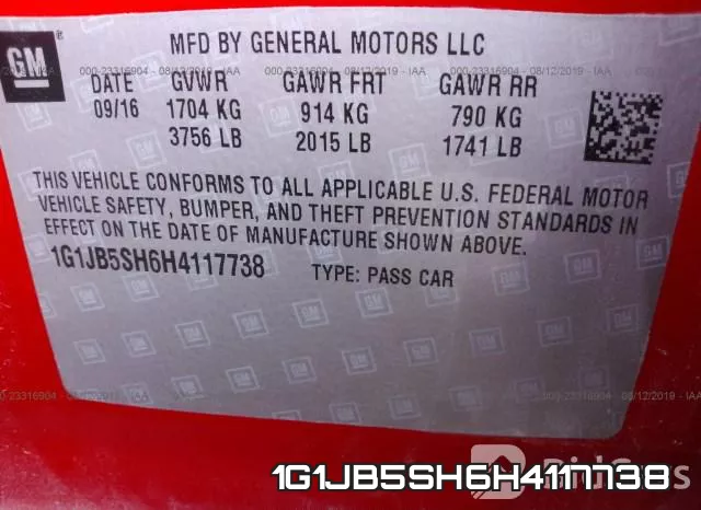 1G1JB5SH6H4117738 фото 10