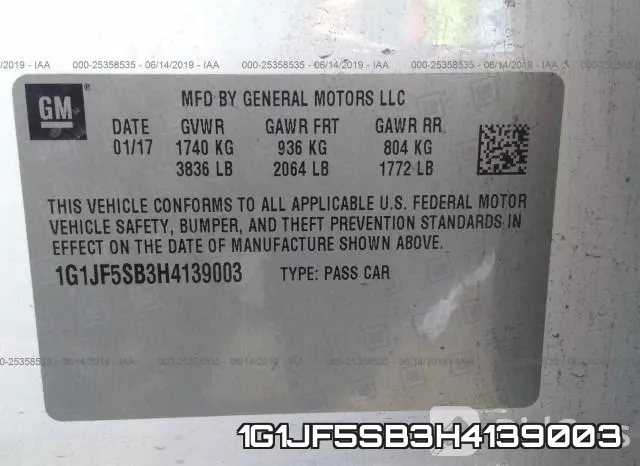 1G1JF5SB3H4139003 фото 9