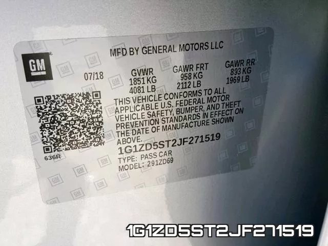 1G1ZD5ST2JF271519 фото 2