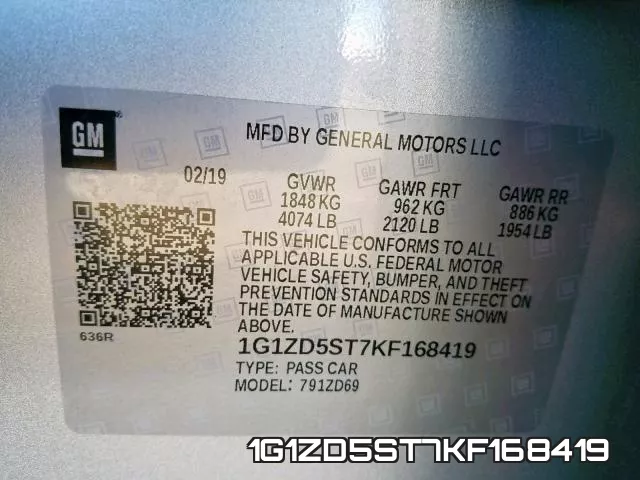 1G1ZD5ST7KF168419 фото 2