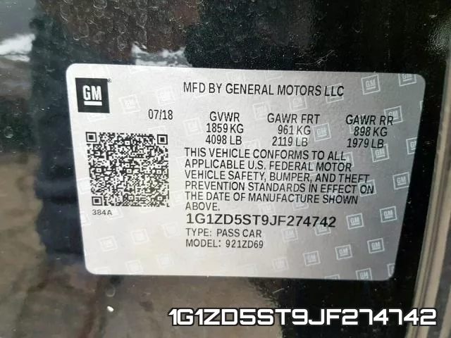 1G1ZD5ST9JF274742 фото 2