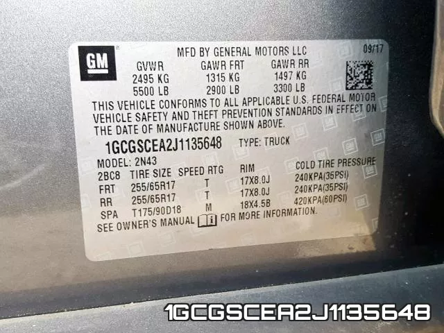 1GCGSCEA2J1135648 фото 2