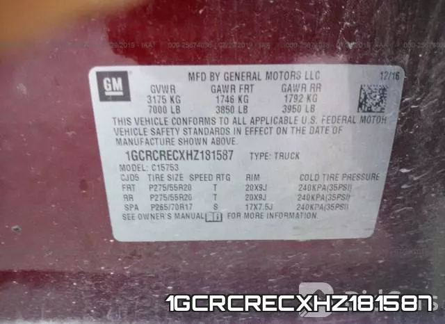 1GCRCRECXHZ181587 фото 10