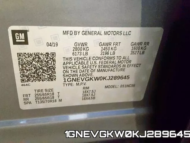1GNEVGKW0KJ289645 фото 2