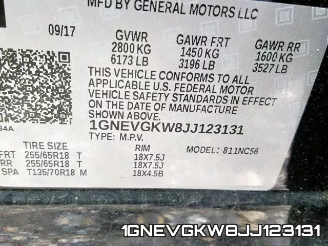 1GNEVGKW8JJ123131 фото 2