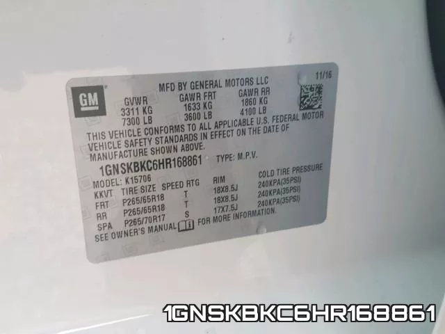 1GNSKBKC6HR168861 фото 2