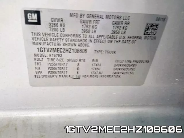1GTV2MEC2HZ108606 фото 2
