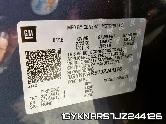 1GYKNARS7JZ244126 фото 2