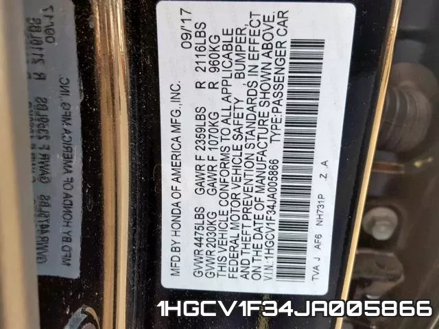 1HGCV1F34JA005866 фото 2