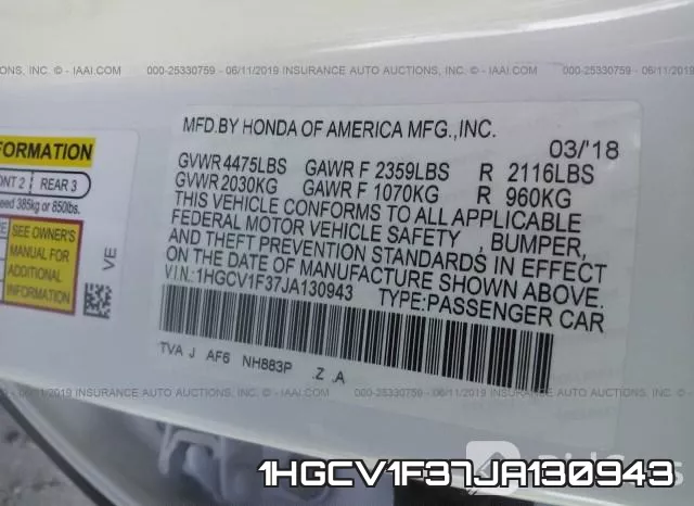 1HGCV1F37JA130943 фото 10