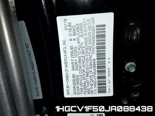 1HGCV1F50JA088438 фото 2