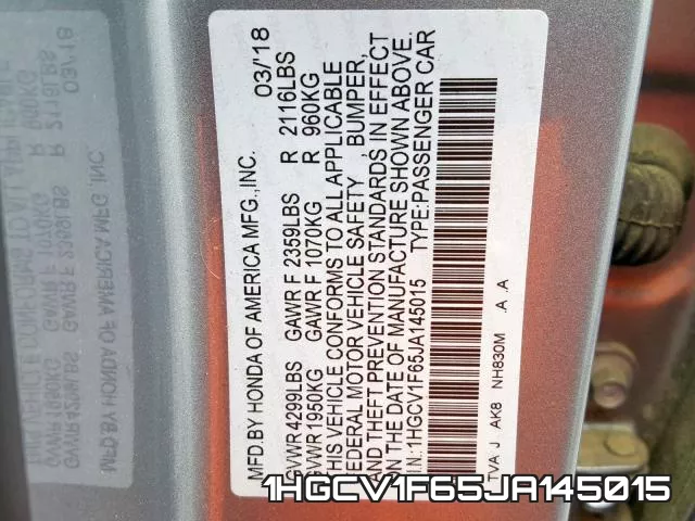 1HGCV1F65JA145015 фото 2