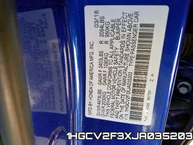 1HGCV2F3XJA035203 фото 2