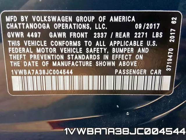 1VWBA7A38JC004544 фото 2