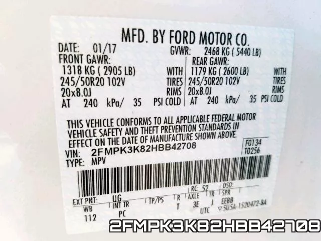 2FMPK3K82HBB42708 фото 2