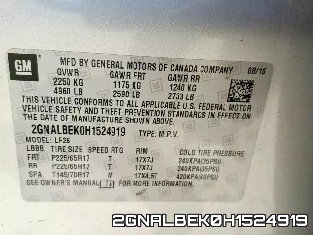 2GNALBEK0H1524919 фото 2