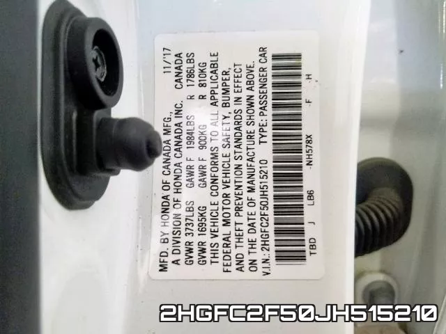 2HGFC2F50JH515210 фото 2