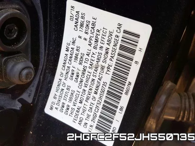 2HGFC2F52JH550735 фото 2
