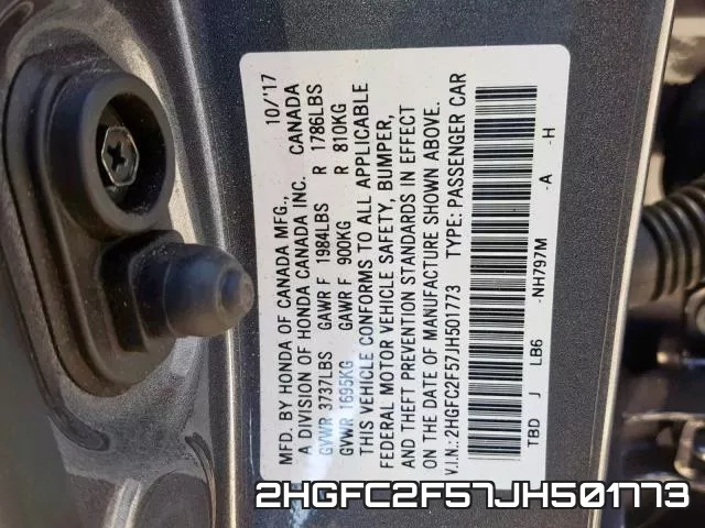 2HGFC2F57JH501773 фото 2
