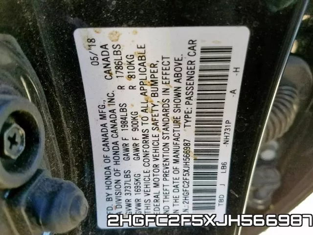 2HGFC2F5XJH566987 фото 2