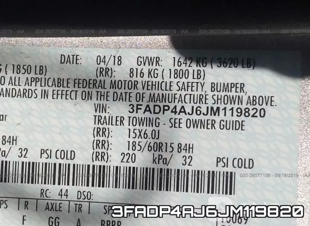 3FADP4AJ6JM119820 фото 9