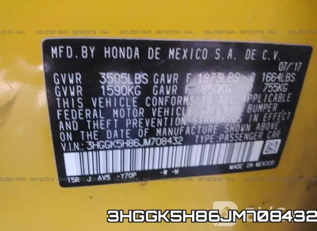 3HGGK5H86JM708432 фото 10