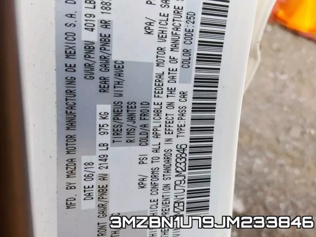 3MZBN1U79JM233846 фото 2