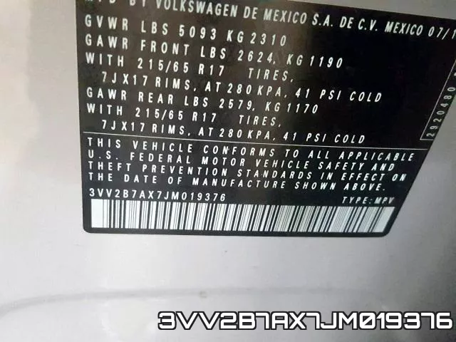 3VV2B7AX7JM019376 фото 2