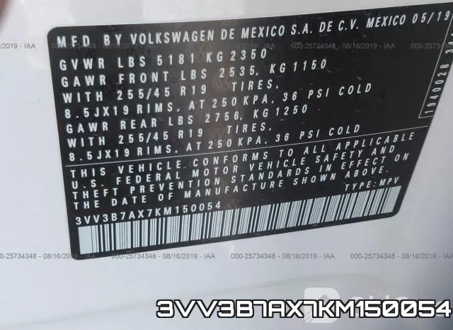 3VV3B7AX7KM150054 фото 10