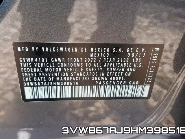 3VWB67AJ9HM398516 фото 2