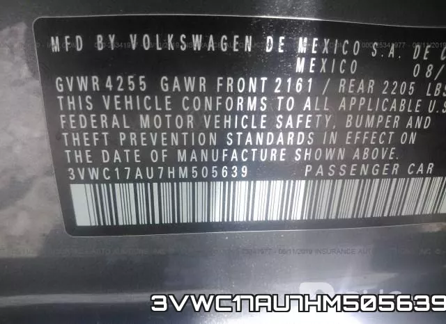 3VWC17AU7HM505639 фото 10