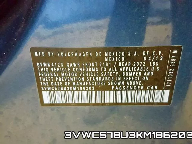 3VWC57BU3KM186203 фото 2