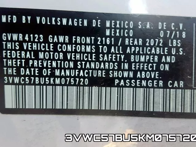 3VWC57BU5KM075720 фото 2
