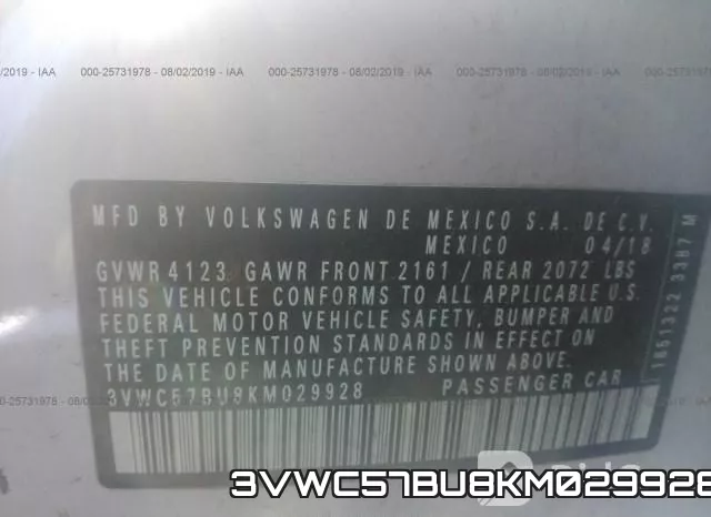3VWC57BU8KM029928 фото 10