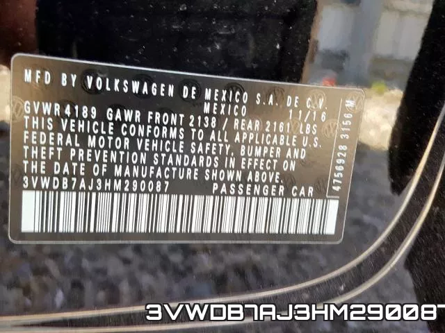3VWDB7AJ3HM290087 фото 2