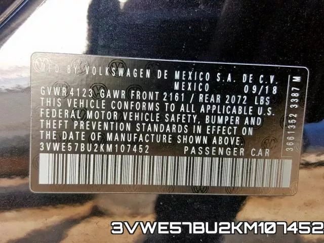 3VWE57BU2KM107452 фото 2