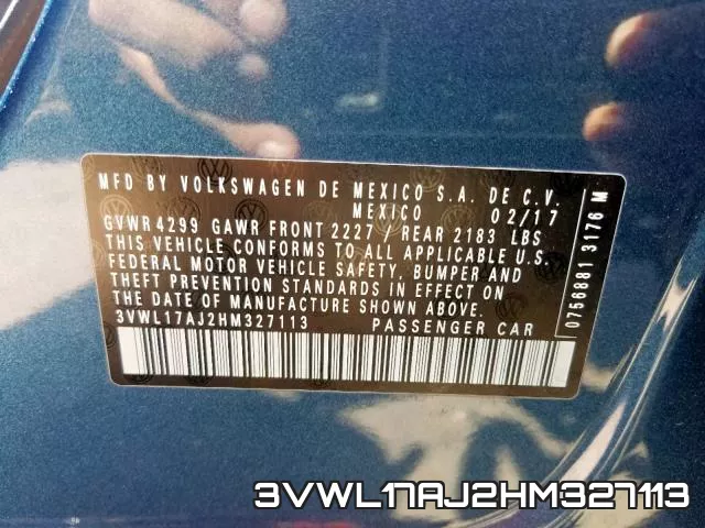 3VWL17AJ2HM327113 фото 2