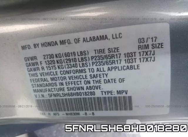 5FNRL5H68HB018280 фото 10
